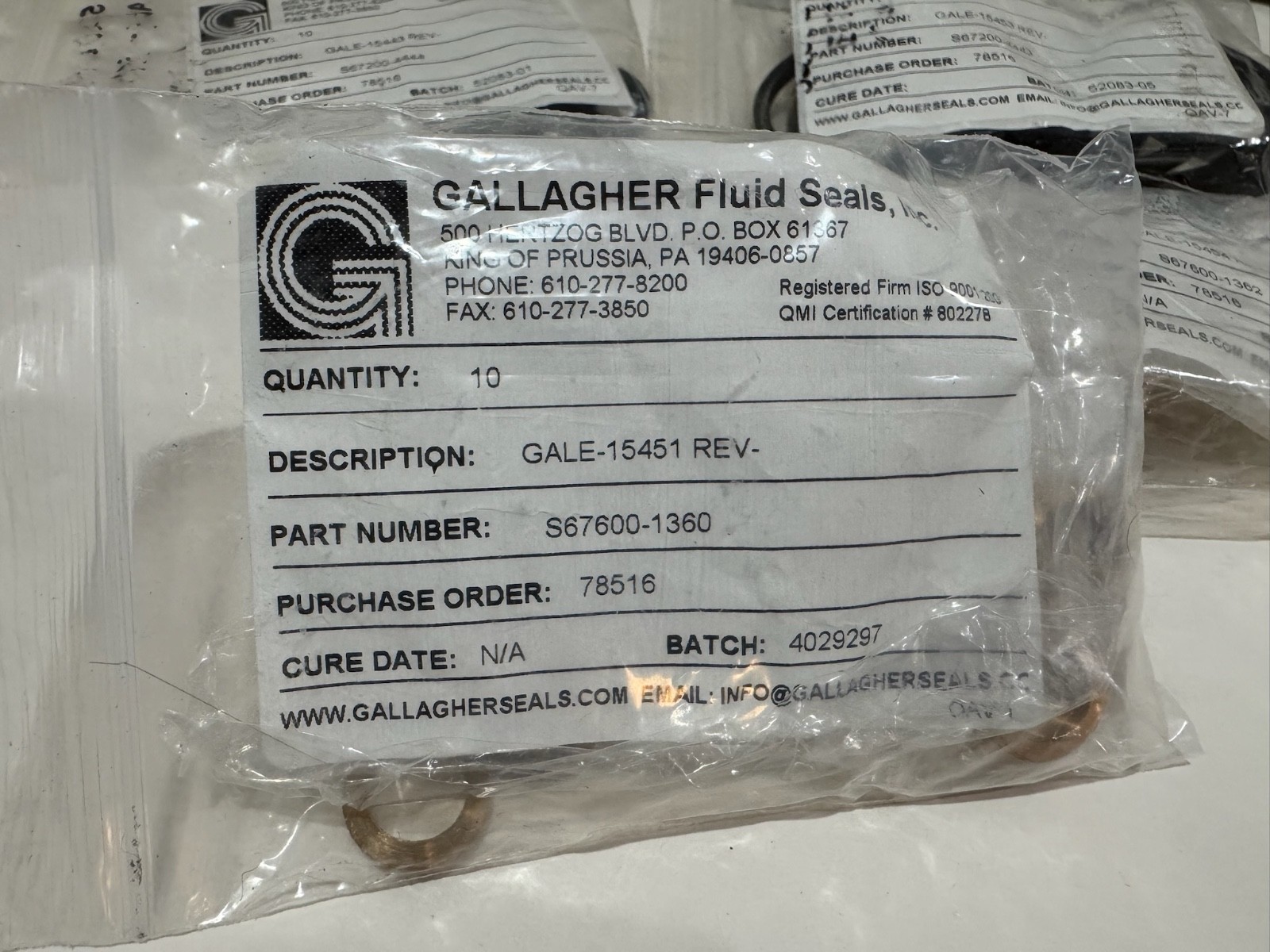 Industrial Fluid Seals Lot Gallagher Fluid Seals American Variseal Stainless Par