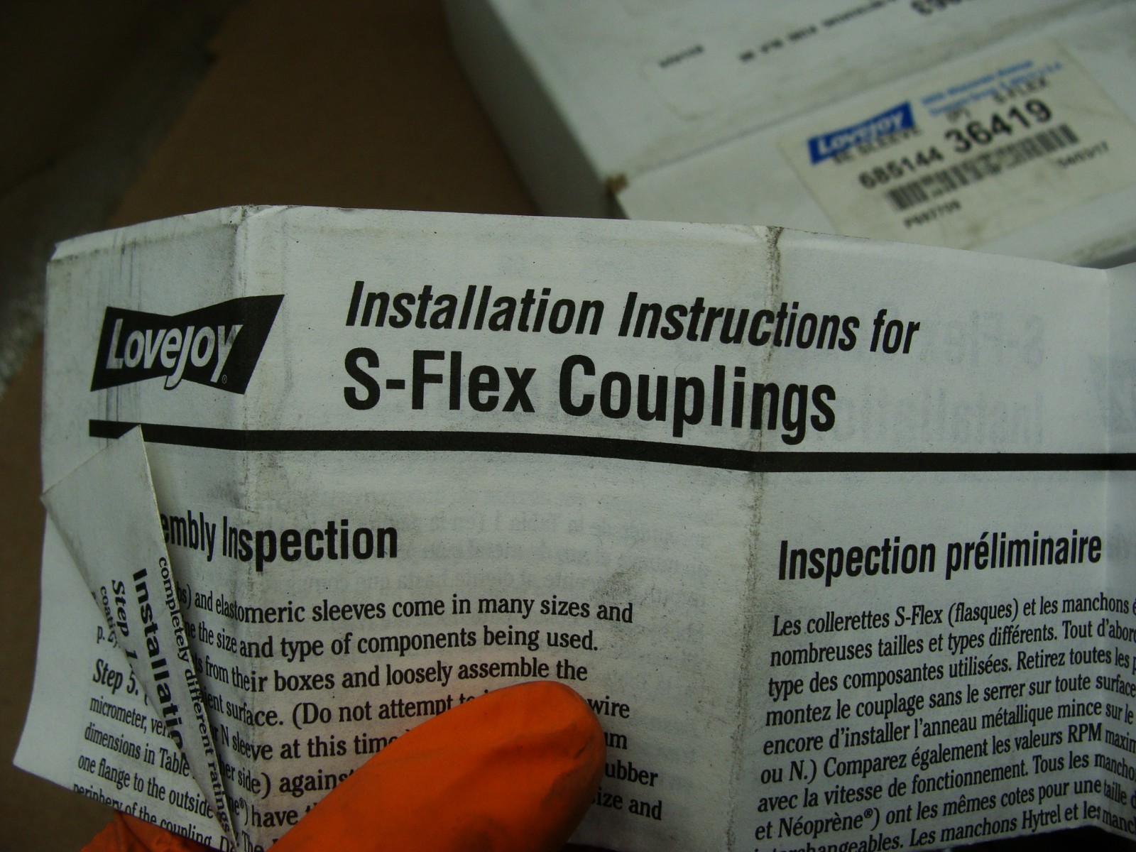 LOVEJOY TWO PIECE S-FLEX COUPLING 8E SLEEVE 685144 36419 W/RETAINING RING