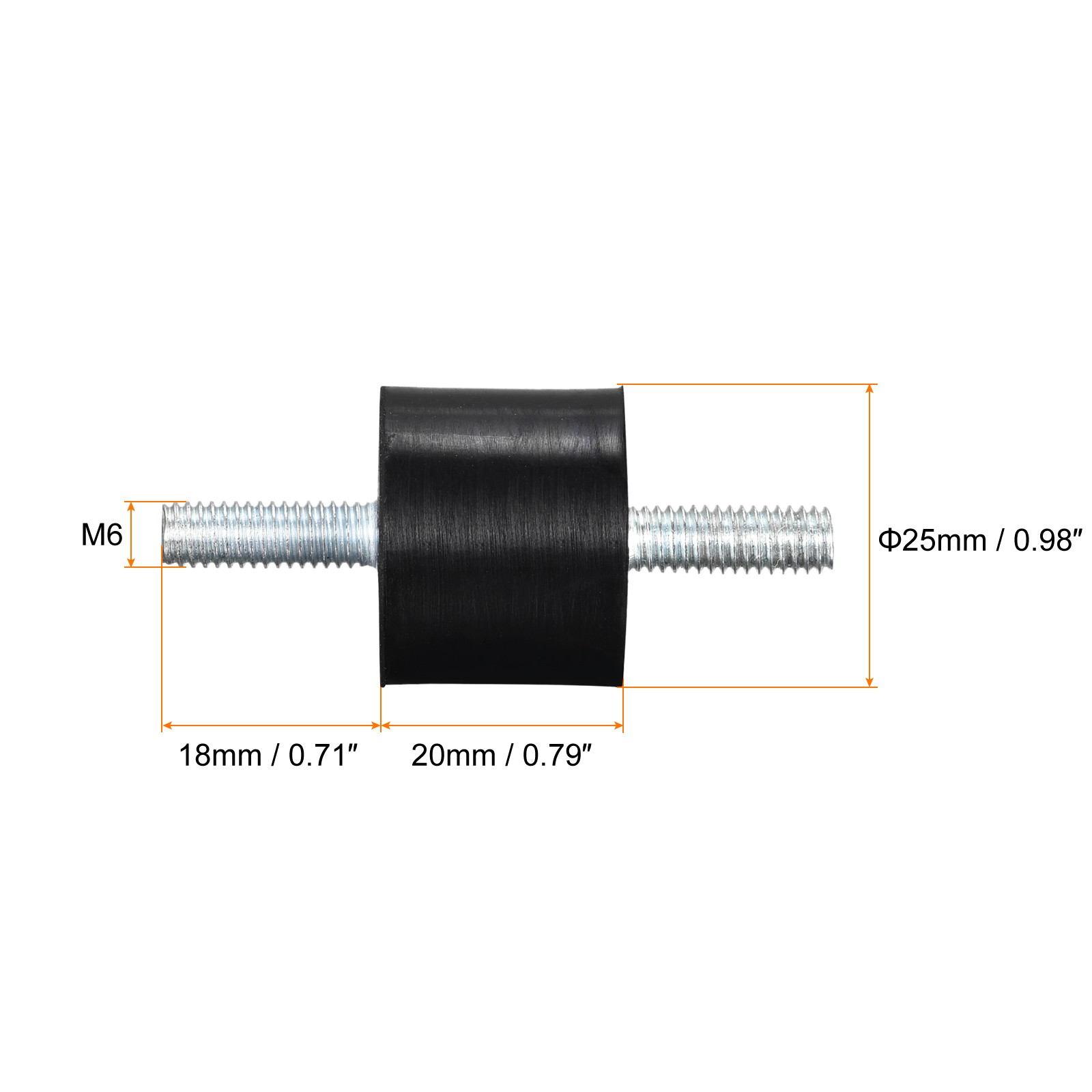 M6x18mm Rubber Mounts, 8pcs Anti Isolator Studs Shock Absorber Male, 25x20mm