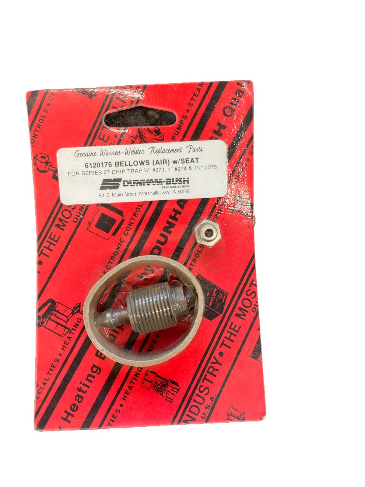 Dunham Bush 6120176 AIR VENT BELLOWS Series 27 Drip Trap. Warren Webster