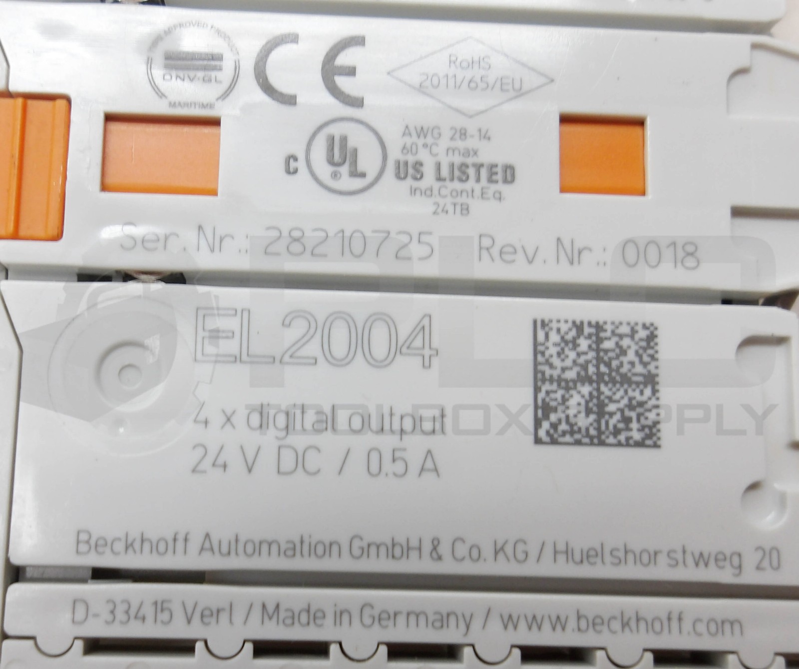 LOT OF 2 BECKHOFF EL2004 4X DIGITAL OUTPUT 24VDC 0.5A