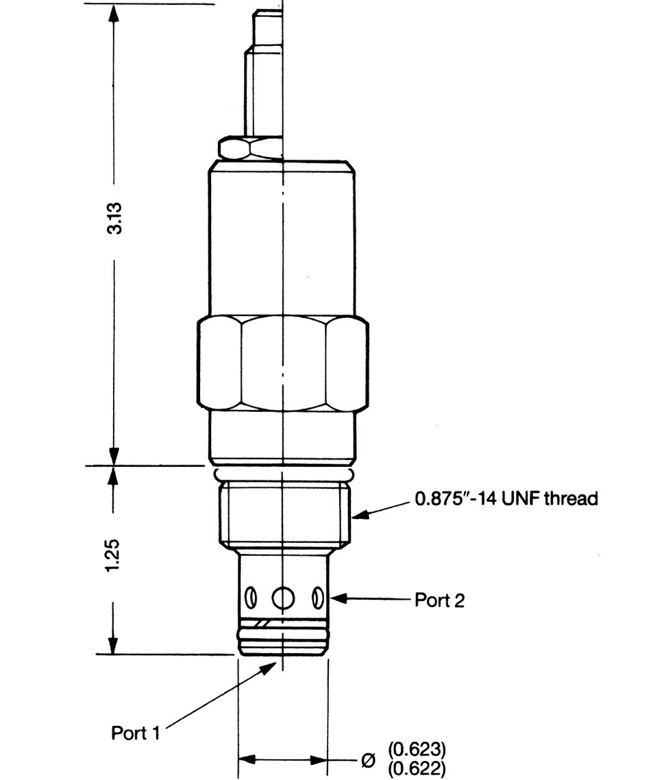 RV1-10-S-0-30 Direct-Acting Relief Cartridge Valve, 500-3000 PSI Screw Adjustmen