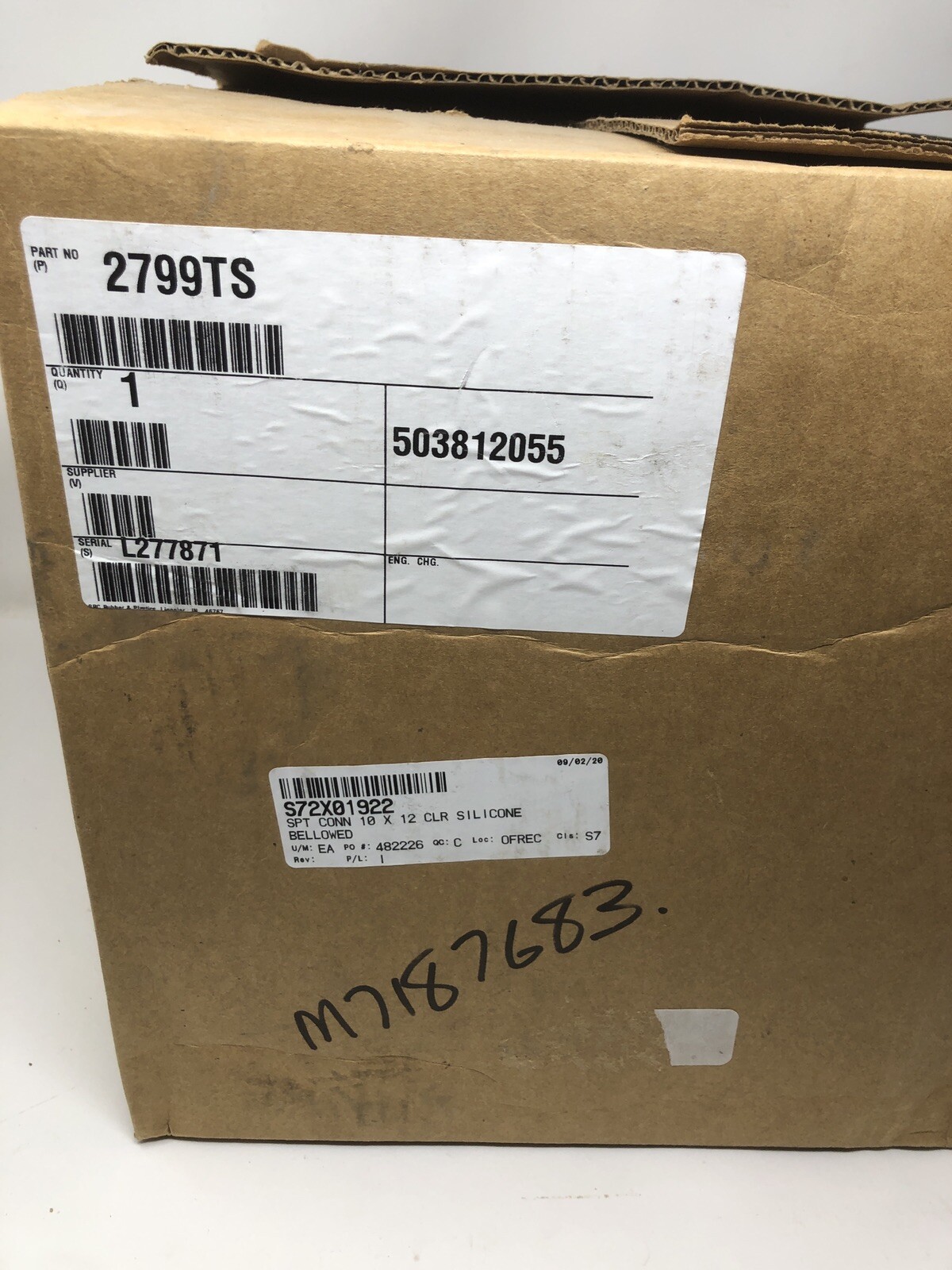 New Sweco 2799TS Flexible Spout Connector Sleeve 10″ x 12″ Clear Silicone Bellow