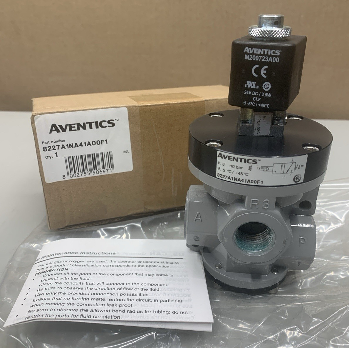 AVENTICS 8227A1NA41A00F1 POPPET VALVE 1/2″ PORTS **NEW**