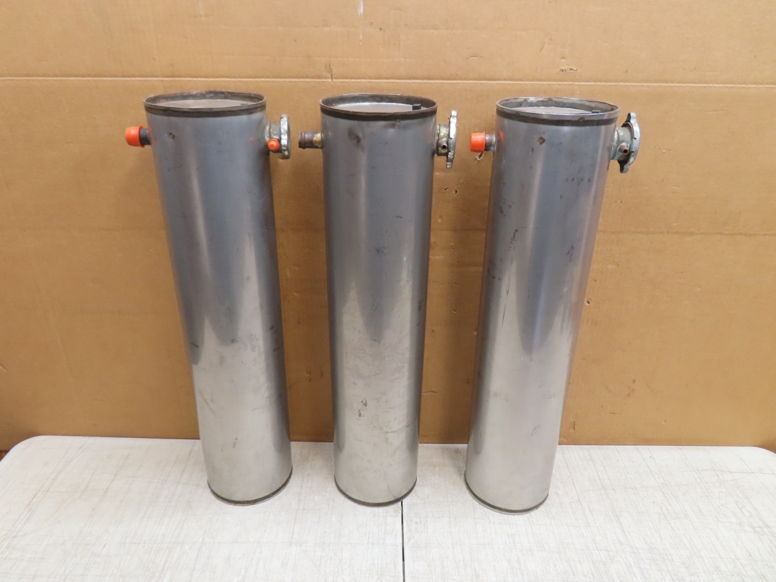 (3) STAINLESS STEEL COOLANT SYSTEM TANK RESERVOIR INDUSTRIAL MACHINE RACE CAR