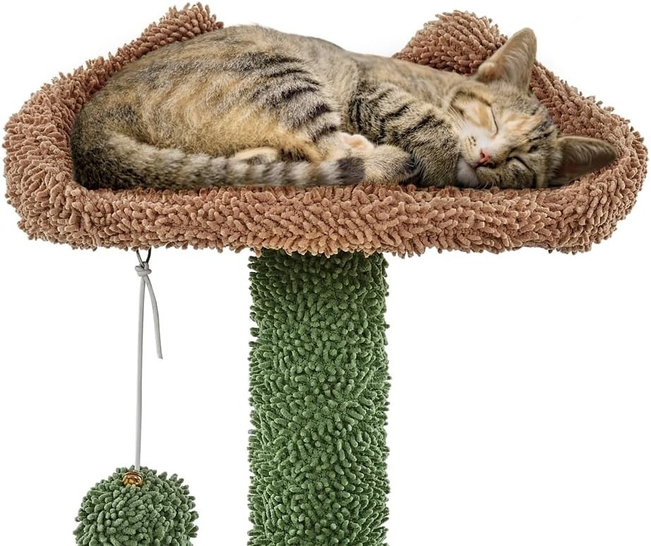 Cactus Tree Condo with Perch and Platform for Cats, Kittens 54.5″ H Green/Brown
