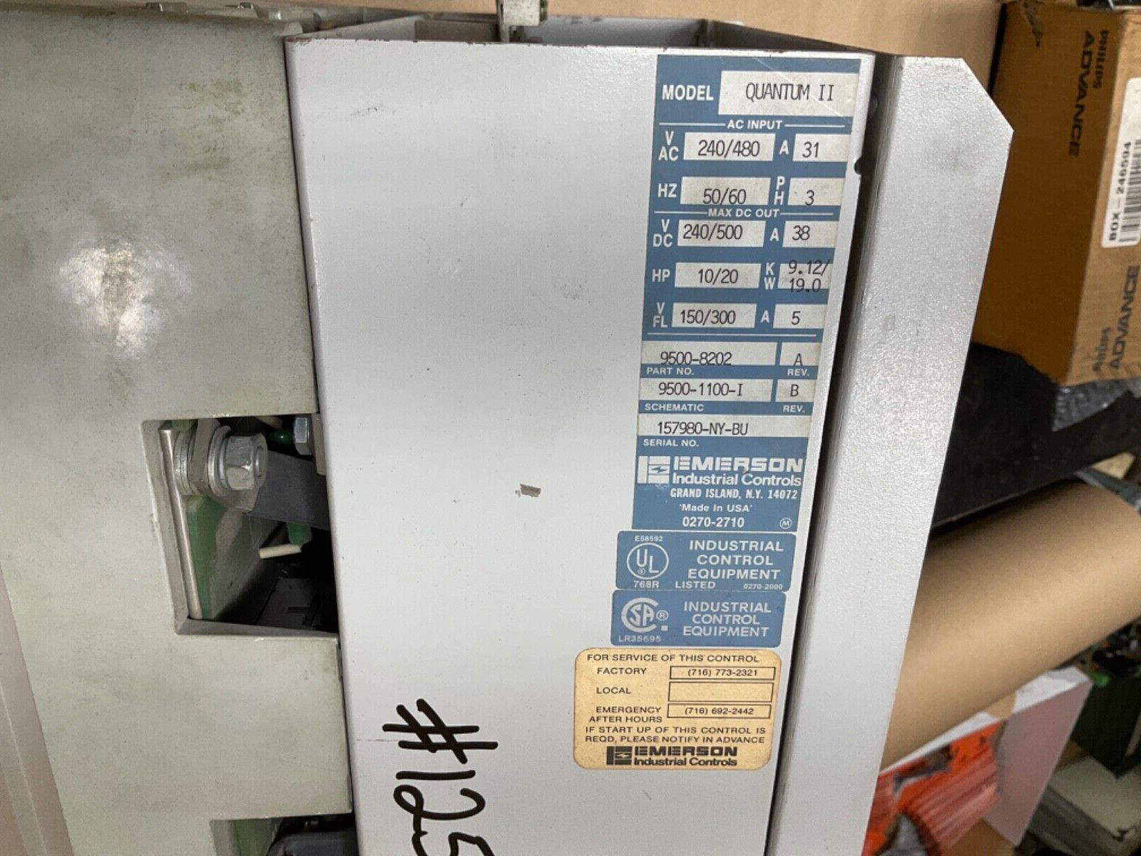 Emerson Quantum II 9500-8202 9500-1100-I 240/480 10/20HP #0125TWC59PR4
