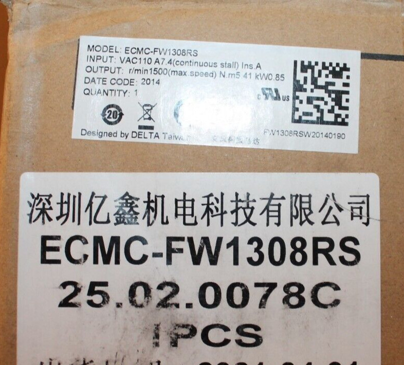 1PC Brand New in Box DELTA ECMC-FW1308RS 110V 7.4A 5.41N.m 0.85KW AC Servo Motor