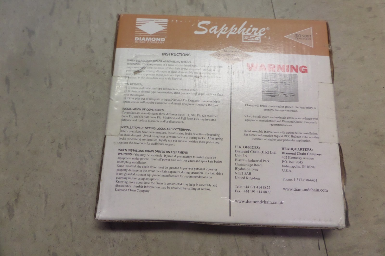 Diamond Sapphire Roller Chain RSC-35-1-R-3.05M 35-1 RIV 10FT New