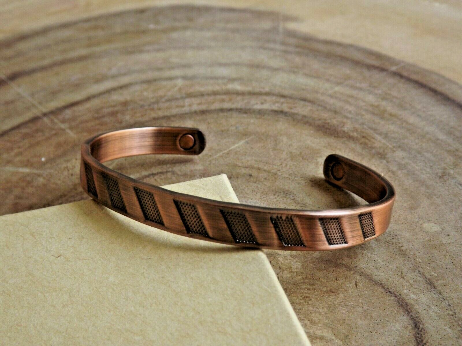 Oxidized Pure Copper Magnetic Bracelet Arthritis Energy Adjustable Cuff