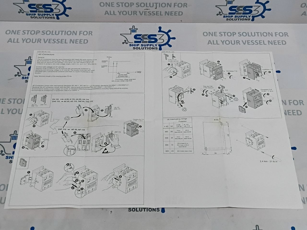 ABB A95-30-11 Contactor 1SFL431001R8411 Voltage 110V 50Hz 110-120V 60Hz