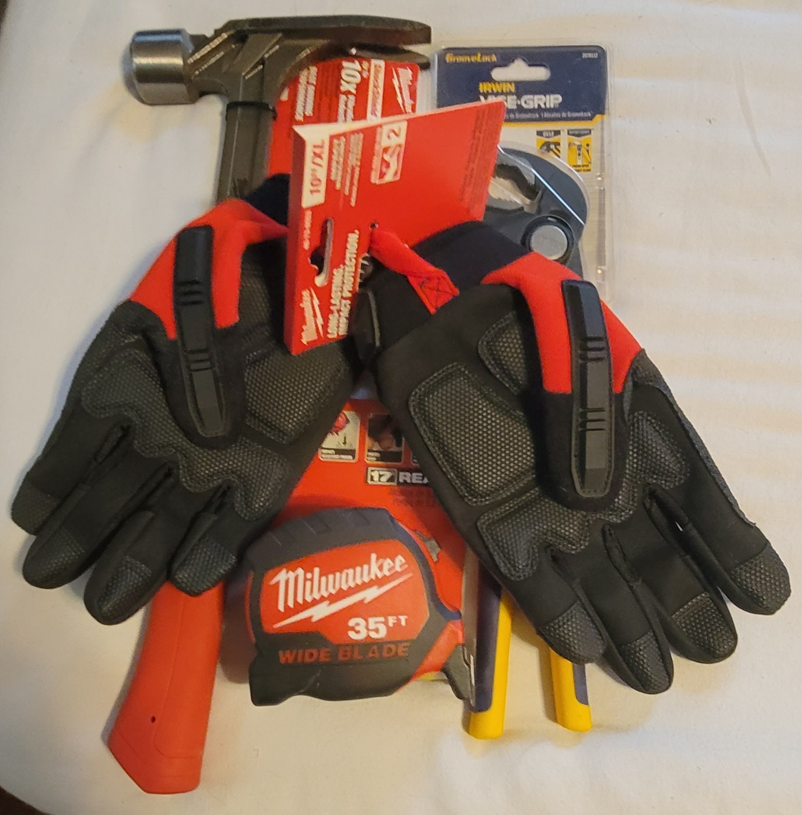 6-pc Klein MODbox Bag 28 Pockets # 62203MB, Hammer, Tape, Prybar, Pliers, Gloves