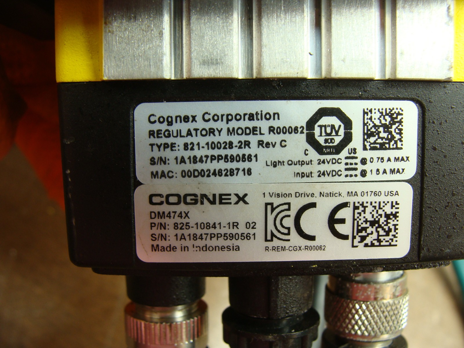 COGNEX DATAMAN BARCODE READER DM474X 825-10841-1R 02 821-10028-2R REV C