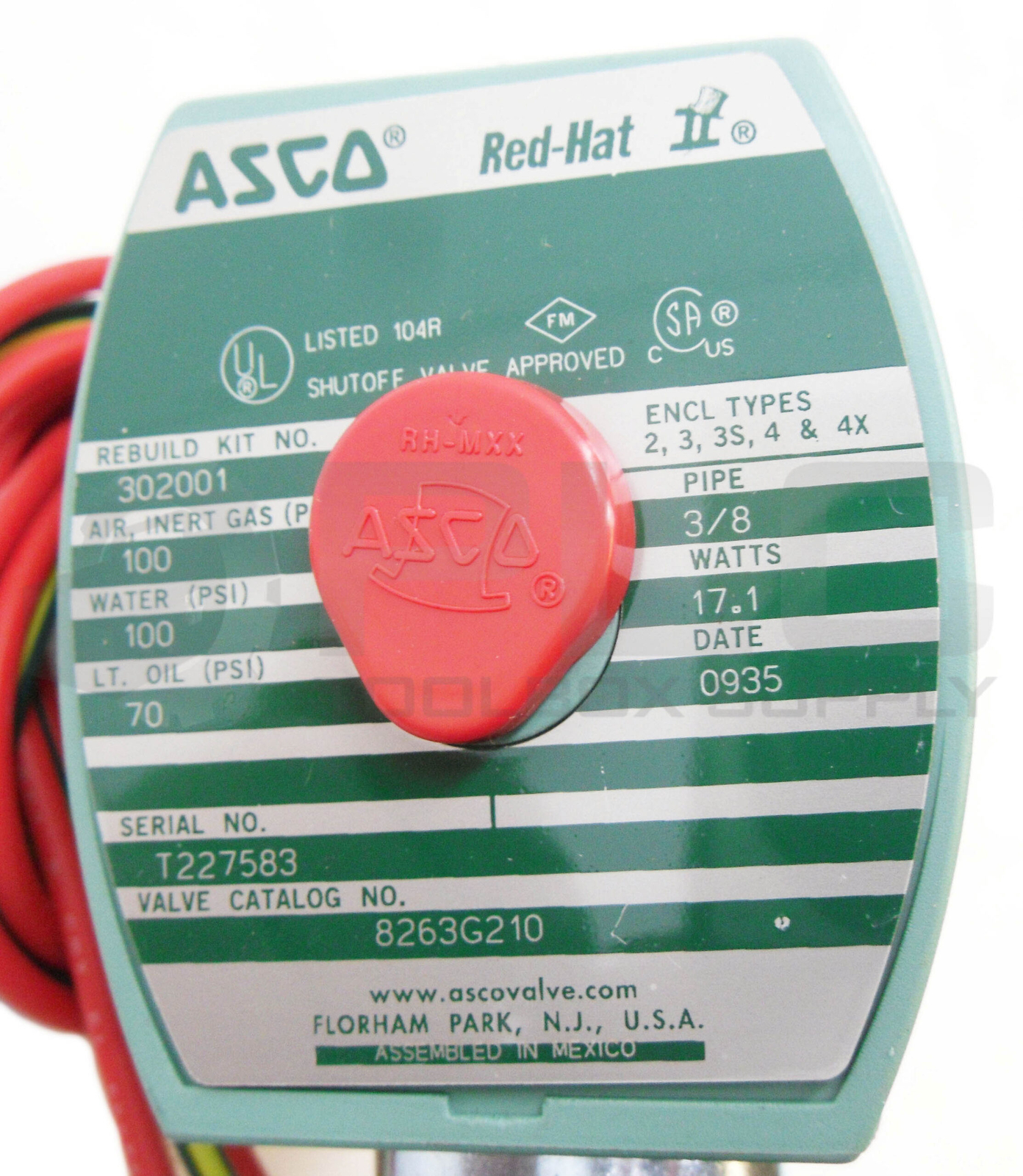NEW ASCO RED HAT 8263G210 SOLENOID VALVE W/ MP-C-080 COIL 238610-132-D