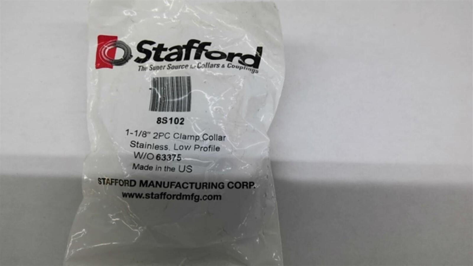 Stafford 8S102 1-1/8″ 2 PC Clamp Collar Stainless Low Profile W/O 63375 Lot Of 2