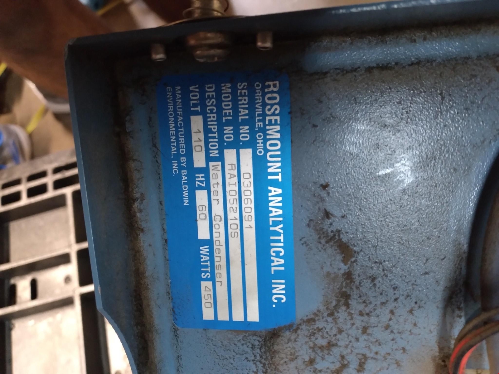 ROSEMOUNT ANALYTICAL 0306091 RAI05210S WATER CONDENSER 110V 60HZ 450W