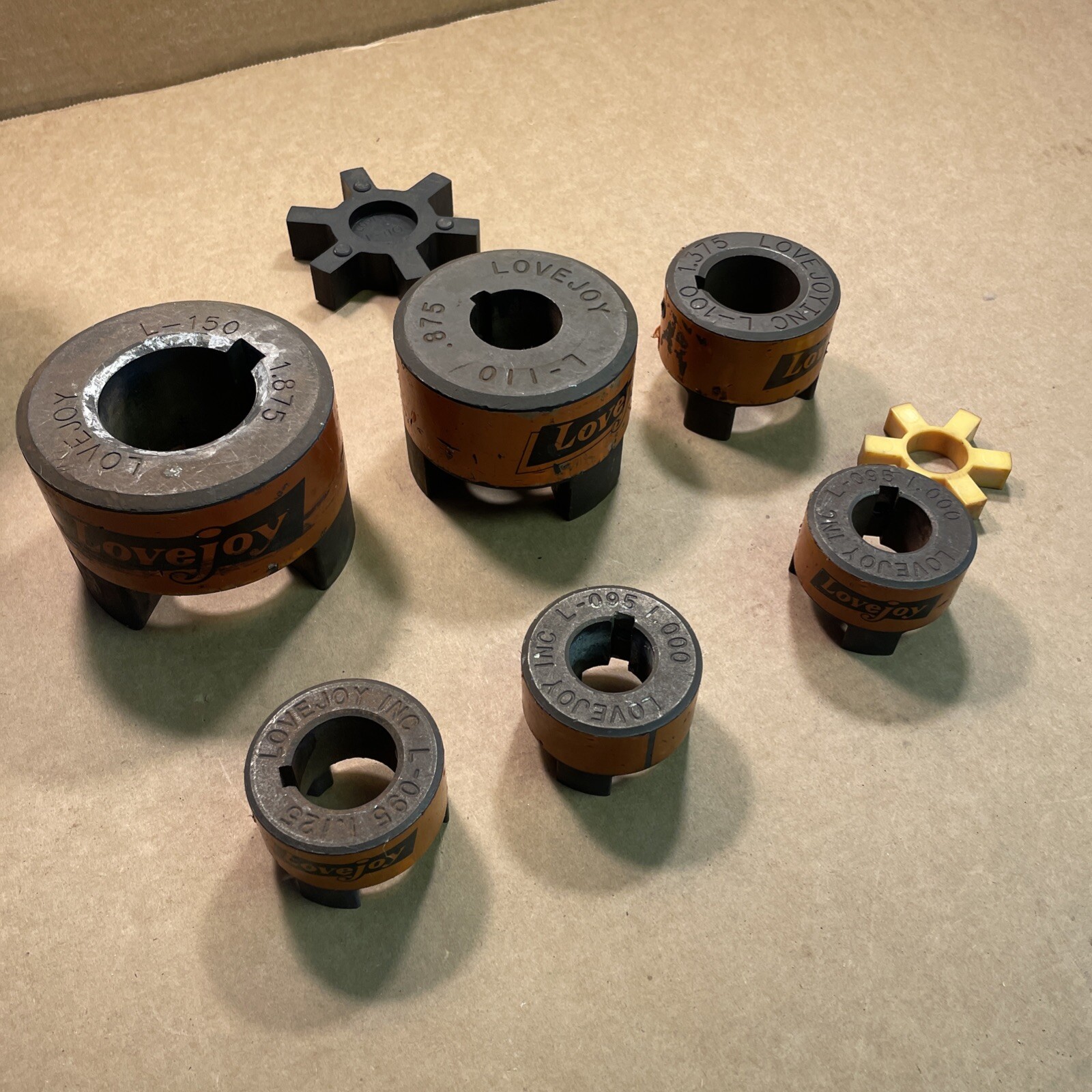 Lot of 6: LOVEJOY L Couplings L-150 L-110 L-100 L-095 JAW COUPLING