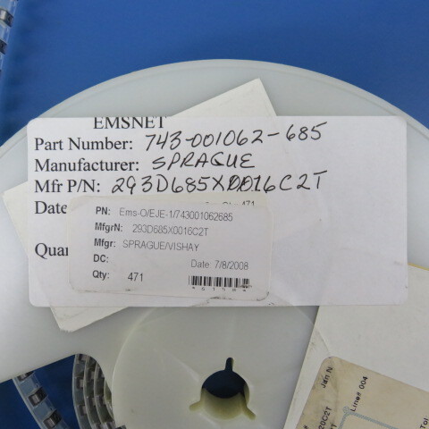 SPRAGUE/VISHAY 293D685X9020C2T Qty of 150 per Lot CAP 6032 TANT 6.8UF 20V SM Tn