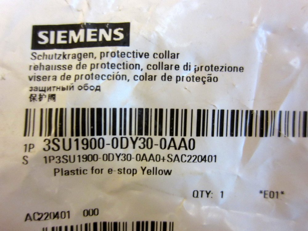 Siemens 3SU19000-0DY30-0AA0 Protective Collar 3SU190000DY300AA0