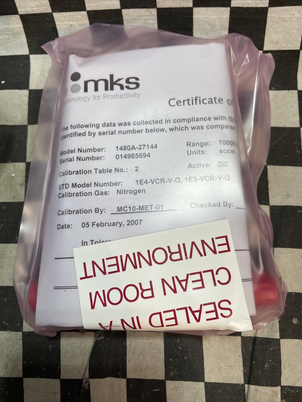 MKS 1480A Mass Flow Controller 1/4″ VCR, 10000 SCCM N2, 1480A-27144, SHIPSAMEDAY
