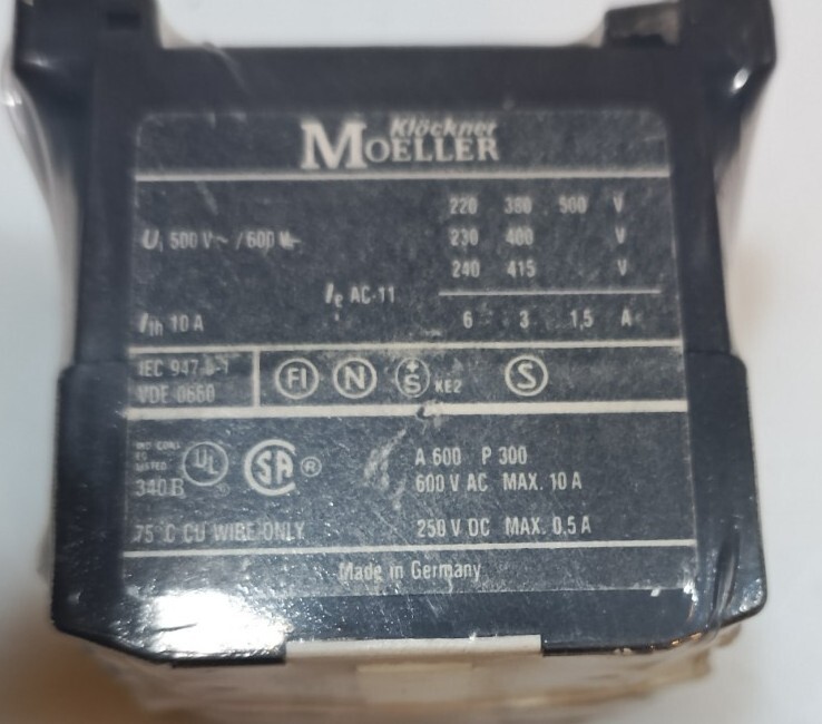 2-MOELLER ER-31E Contactors/ Overload Relays (5-Pole)-(115V-Coil)-(10-Amp)
