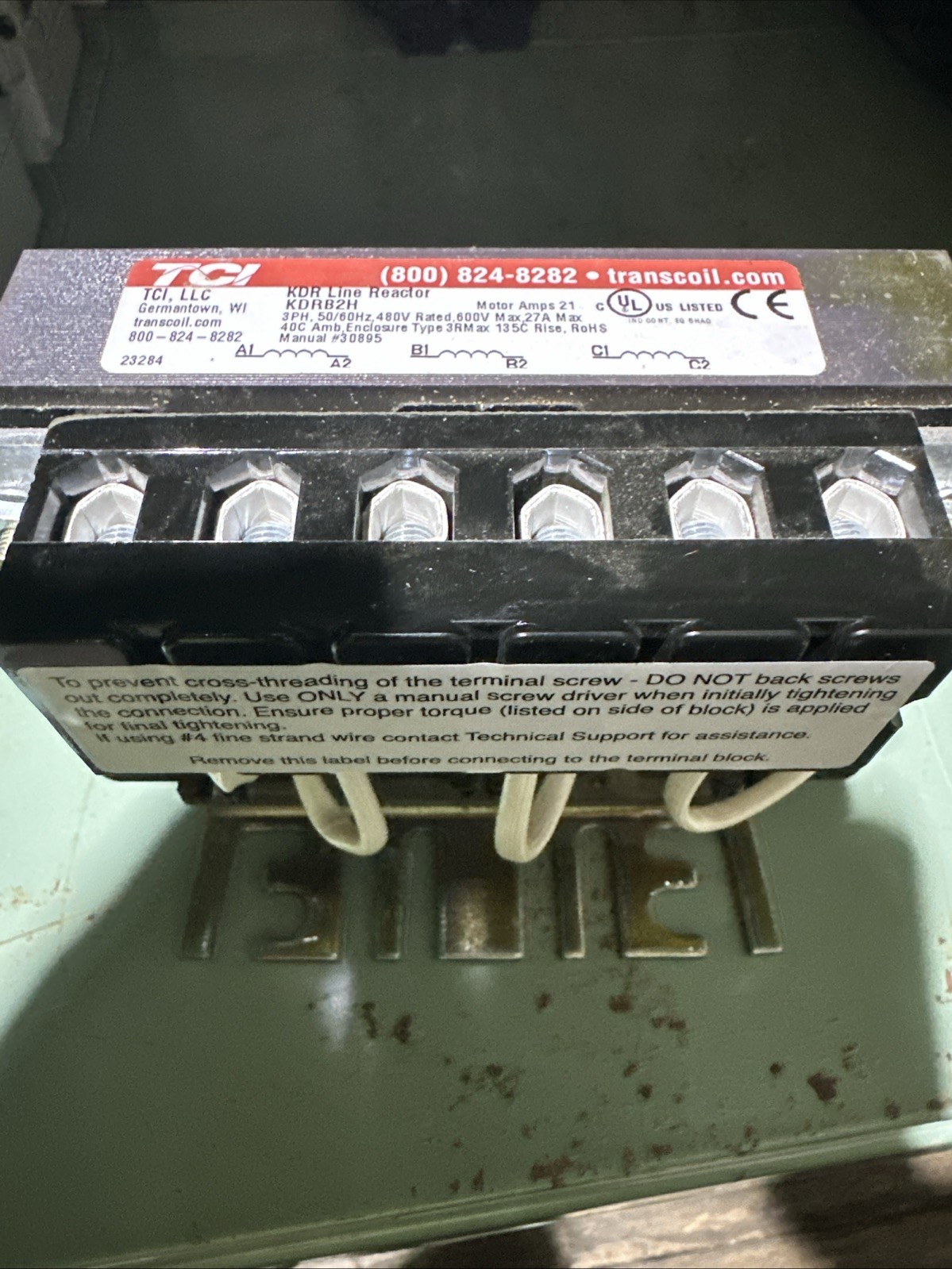 TCI TRANS-COIL KDRB2H KDR DRIVE REACTOR 3-PHASE 27A MAX
