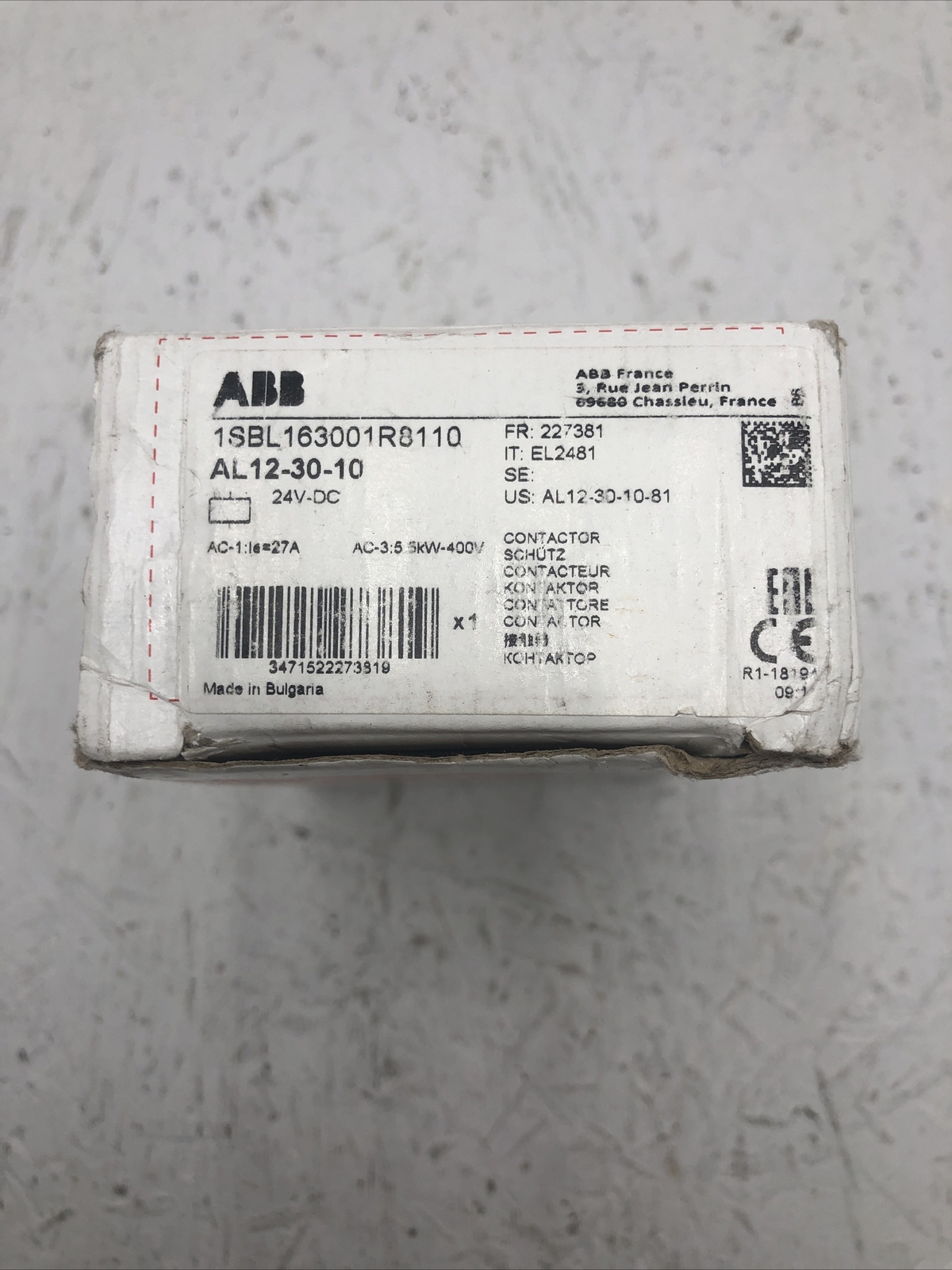 ABB AL12-30-10 1SBL163001R8110 Contactor FREE SHIPPING