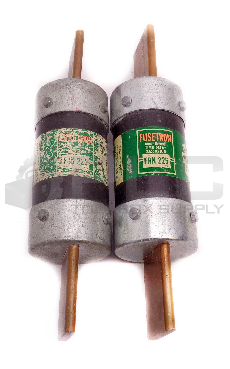 LOT OF 2 BUSSMANN FRN 225 DUAL ELEMENT TIME DELAY FUSES 250V