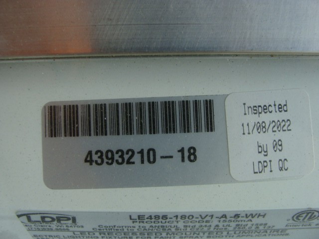 LDPI LED LIGHT FIXTURE LE485-180-V1-A-5-WH 4′ LONG 3 ROW 180W 120-277V RECESSED