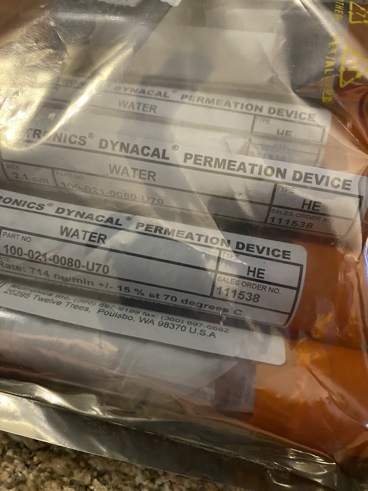 Metronics Dynacal Permeation Device Part No. 100-021-0080-U70 – New lot of 20