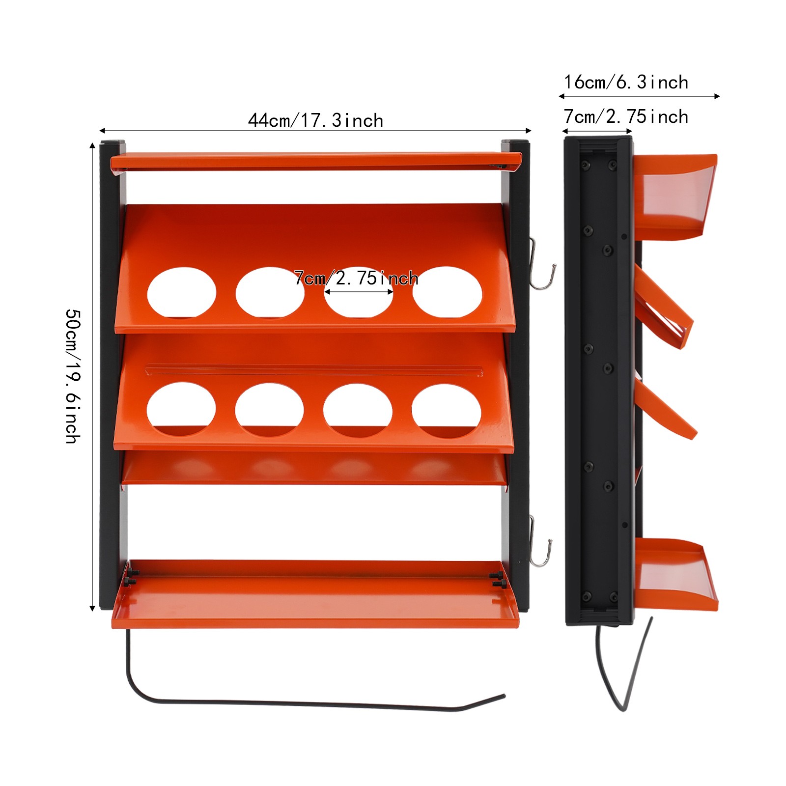 Shelf Spray Can Holder Lube Can Wall Mount Storage Rack Paint Organizer Orange