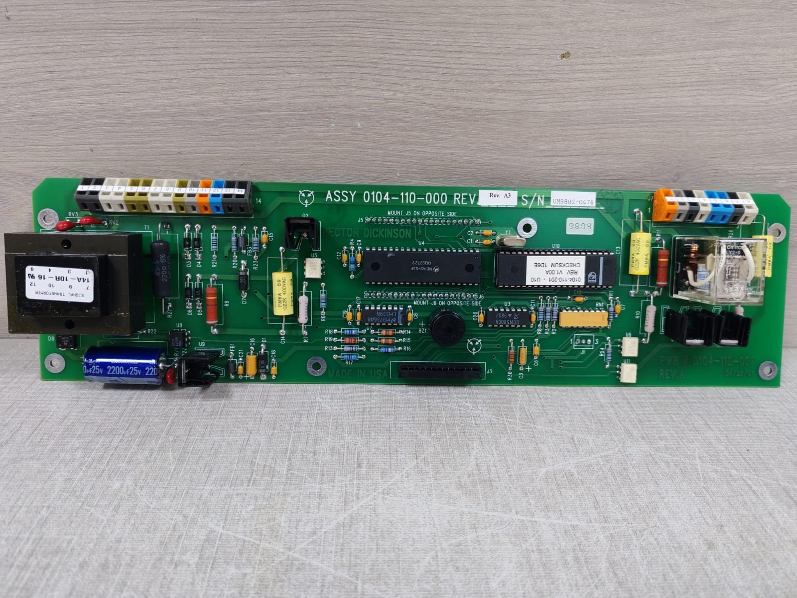 BECTON DICKINSON ASSY 0104-110-000 REV.A.3 MAIN PC BOARD P/N 0104-110-001 REV.A