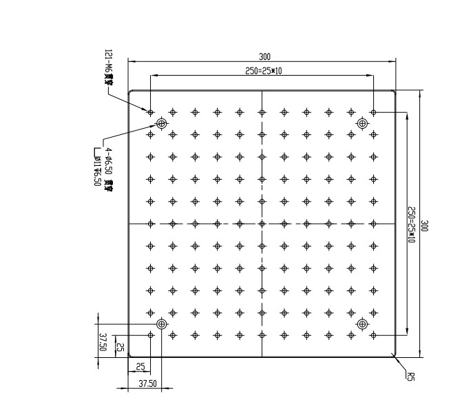 300*300*13mm Optical Flat Plate Experimental Breadboard Aluminum Alloy M6 Hole