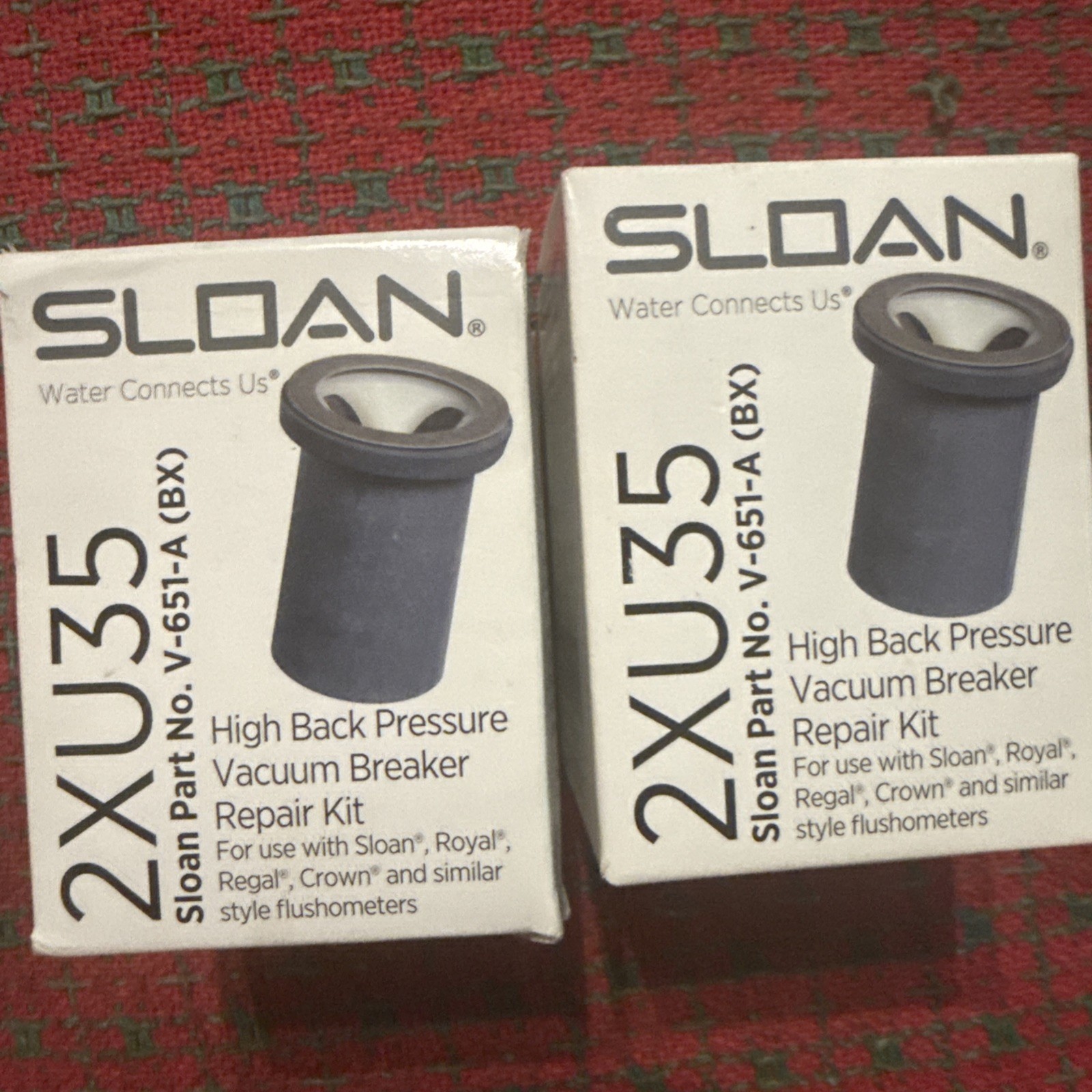 (2) Sloan 2XU35 High Back Pressure Vacuum Breaker Repair Kit – NOS 2pc