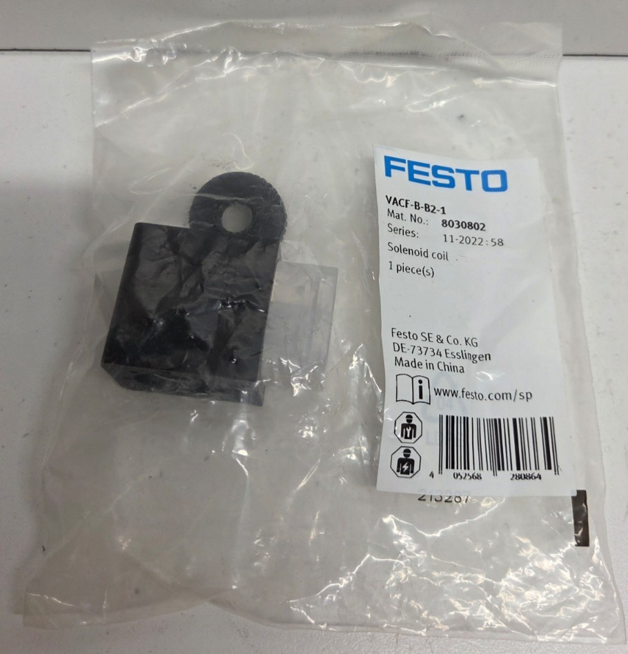 NEW IN BAG! FESTO 24V SOLENOID COIL 8030802 VACF-B-B2-1