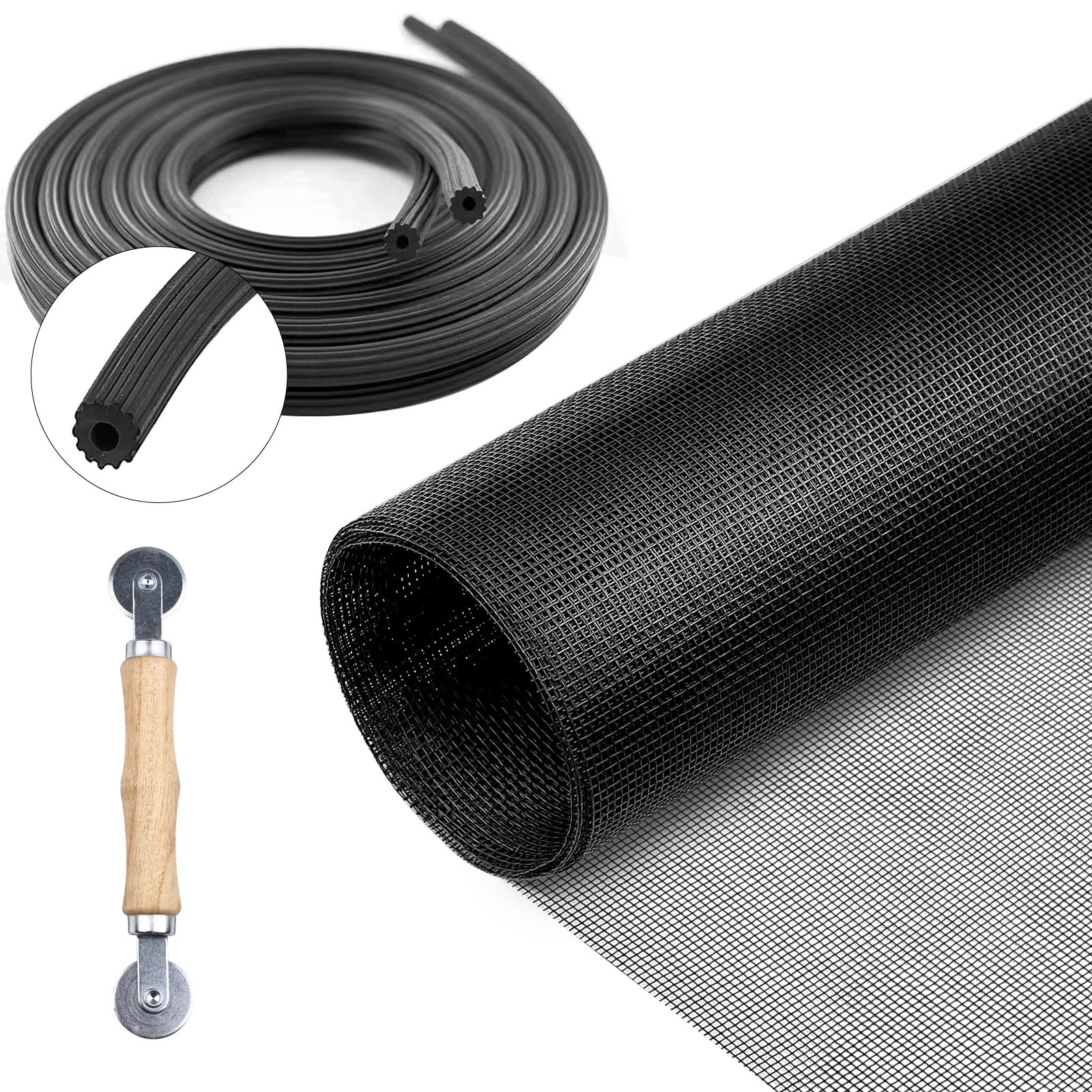 Screen Repair Kit for Windows and Doors 48” x 100″ 48″ x 100″, Black