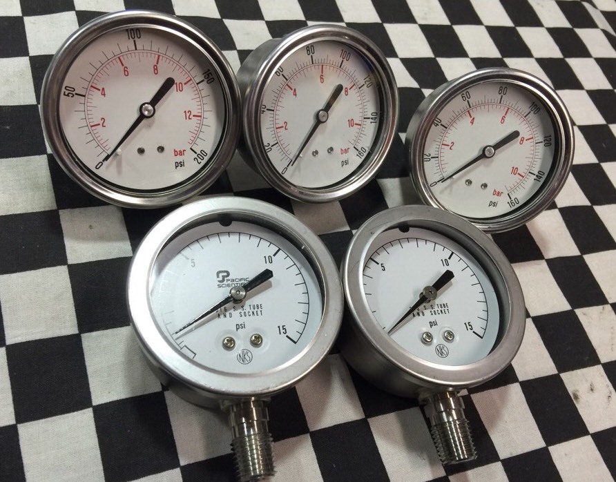 Lot Of 5 Swagelok & Pacific Gauge 0-160PSI, 0-200 Psi, 0-15psi shipsameday#150A8