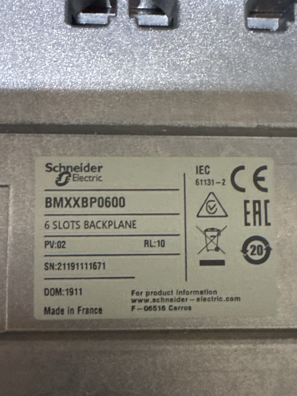 Schneider Electric BMXXBP0600 Modicon M340 6 Slot Backplane NEW”