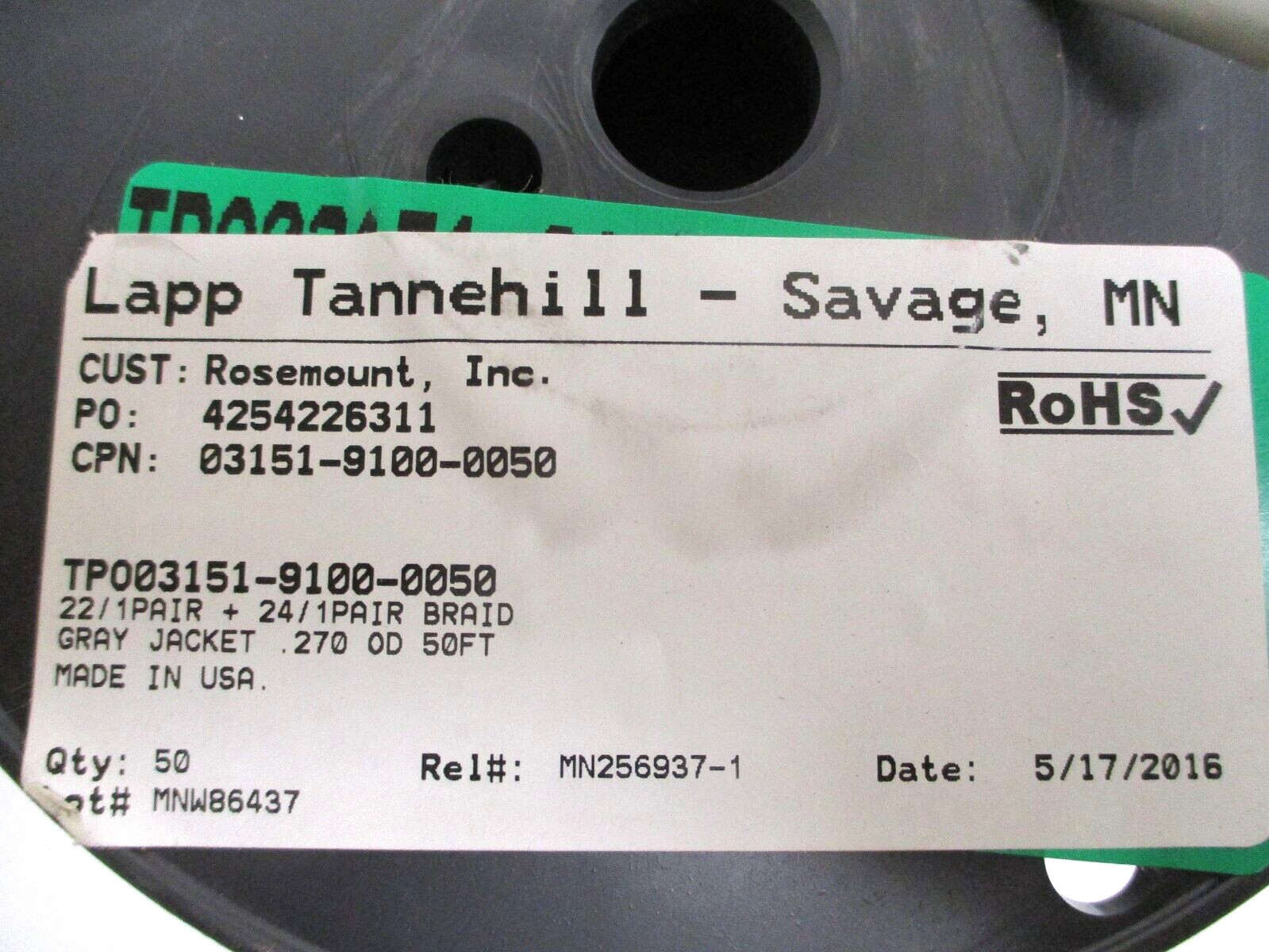 LAPP TANNEHILL , 03151-9100-0050 , 22/1-PAIR + 24/1-PAIR BRAID , SURPLUS