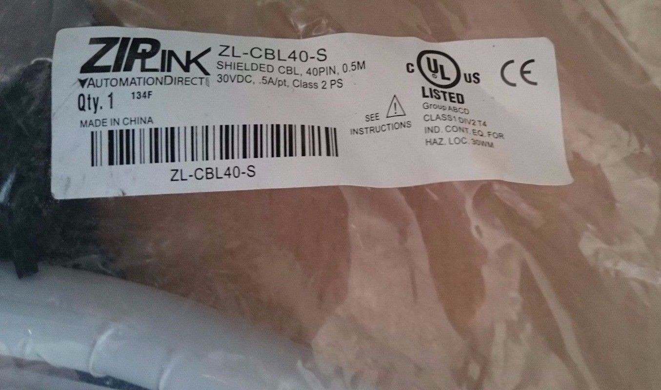ZIPLink Automation Direct ZL-CLBL40-S Cable 40 Pin I/O PLC 24AWG 0.5m