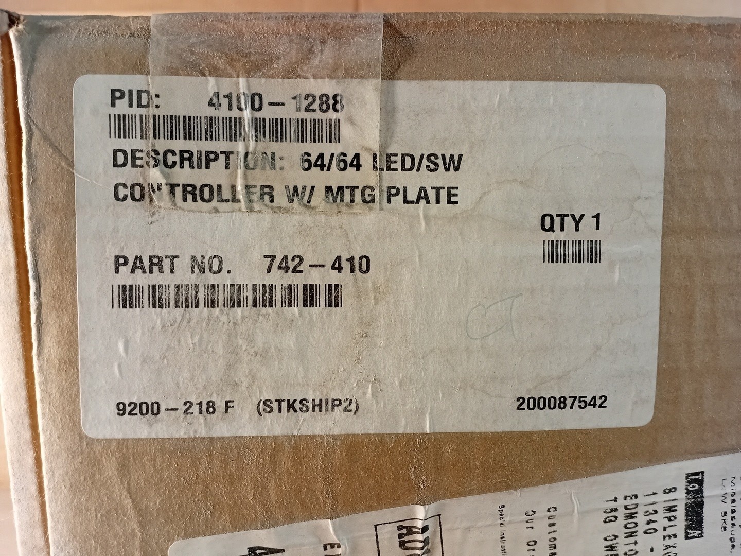 SURPLUS NEW SIMPLEX 4100-1288 LED/Switch Controller with Mounting Plate