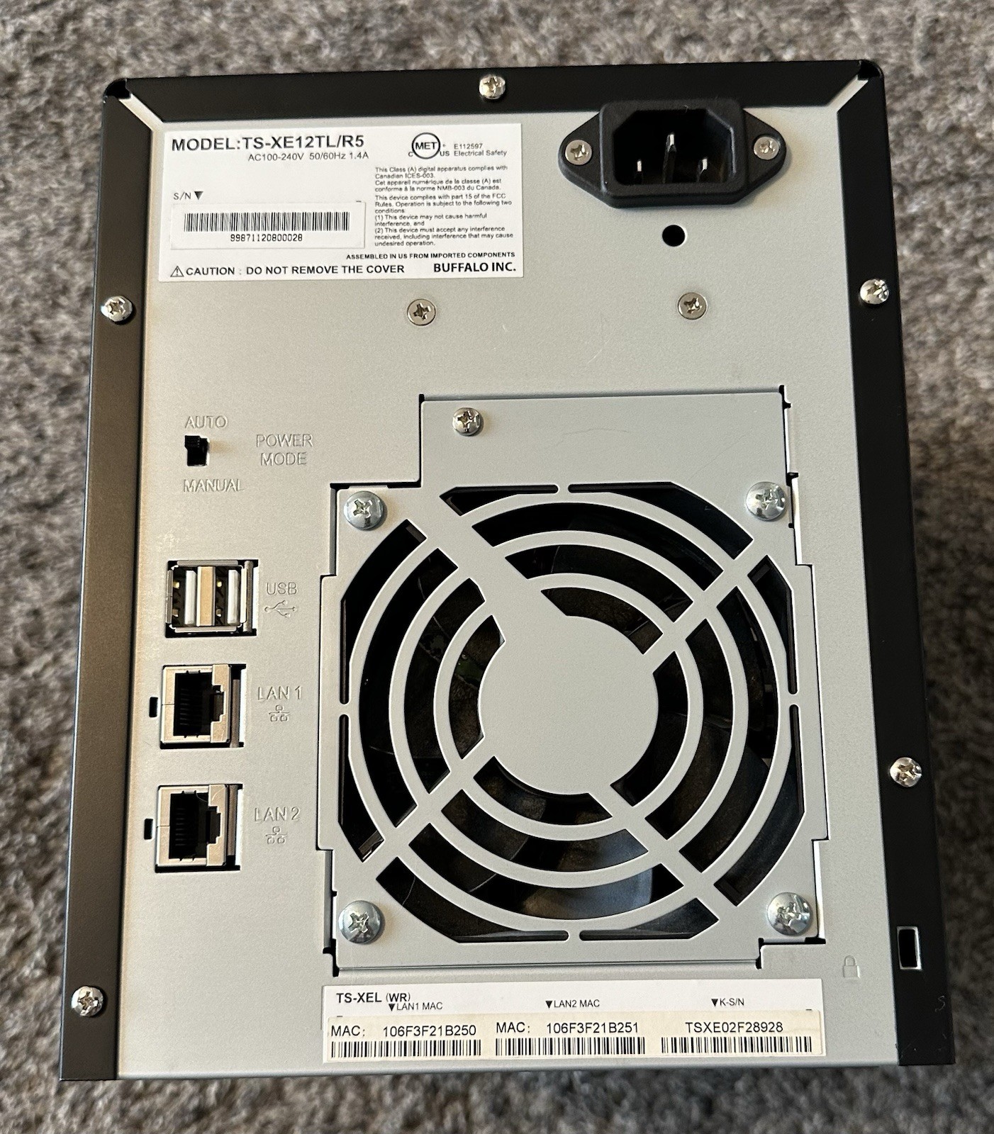 Buffalo TeraStation TS-XE8.0TL/R5 4-Bay NAS Storage NO DRIVES INCLUDED! – No Key