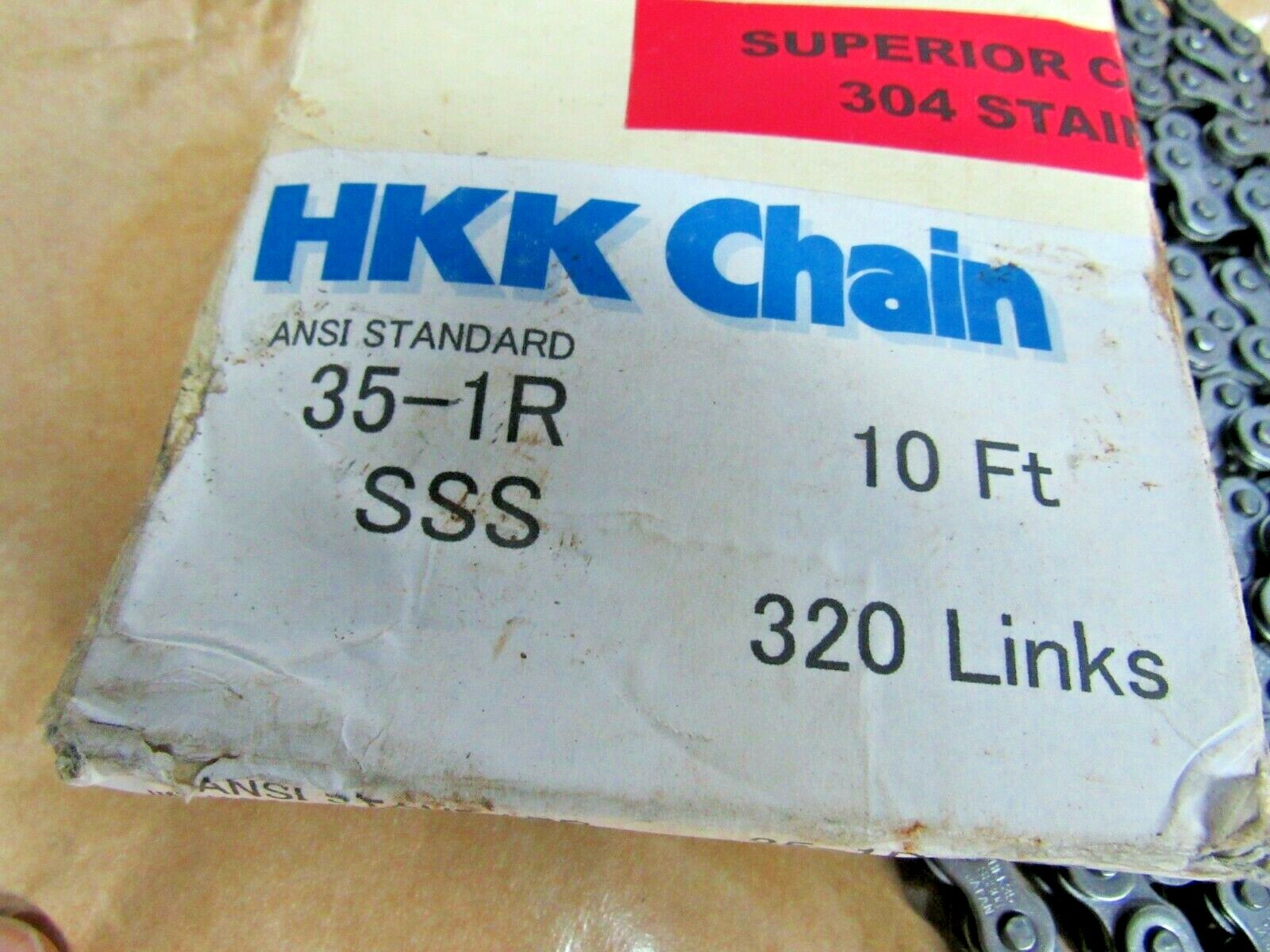HKK Chain 35-1R SSS 10 FT 320 Links 304 Stainless