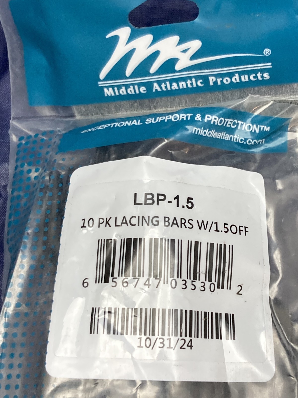 10 Pc New Middle Atlantic Products LBP-1.5 Lace Bar Offset, Round 1.5″