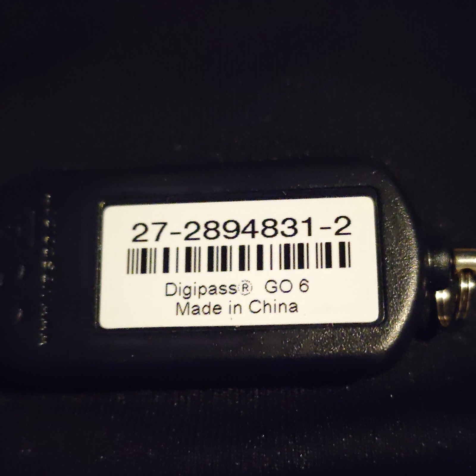 VASCO Digipass GO 6 Authentication Security Token, MPN 27-2894831-2