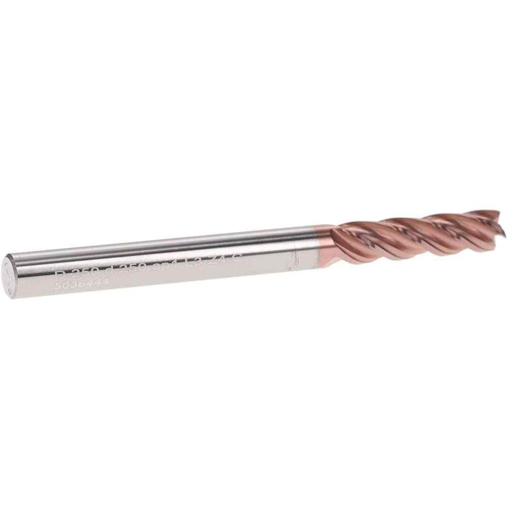 Iscar 3398261 Square End Mill: 1/4″ Diam, 1″ LOC, 1/4″ Shank, 3″ OAL, 4 Flutes