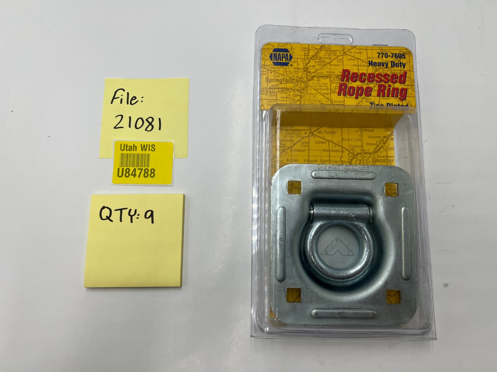 (Qty 9) NAPA Recessed Rope D Ring / Tie Down Ring Zinc Plated Steel 770-7605