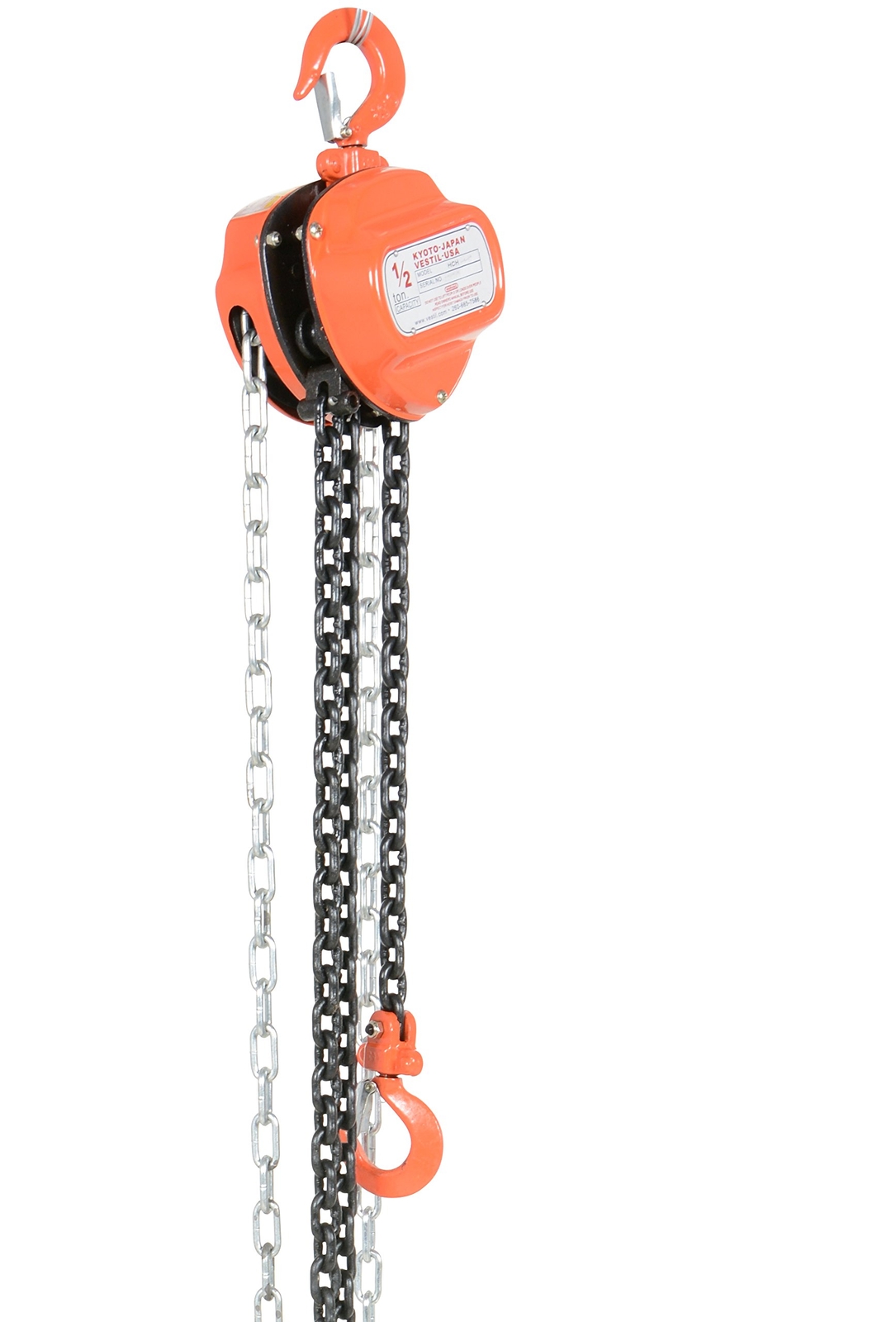 Vestil HCH-4-10 Hand Chain Hoist Hook Mount 2 Ton Capacity 10′ Standard Lift