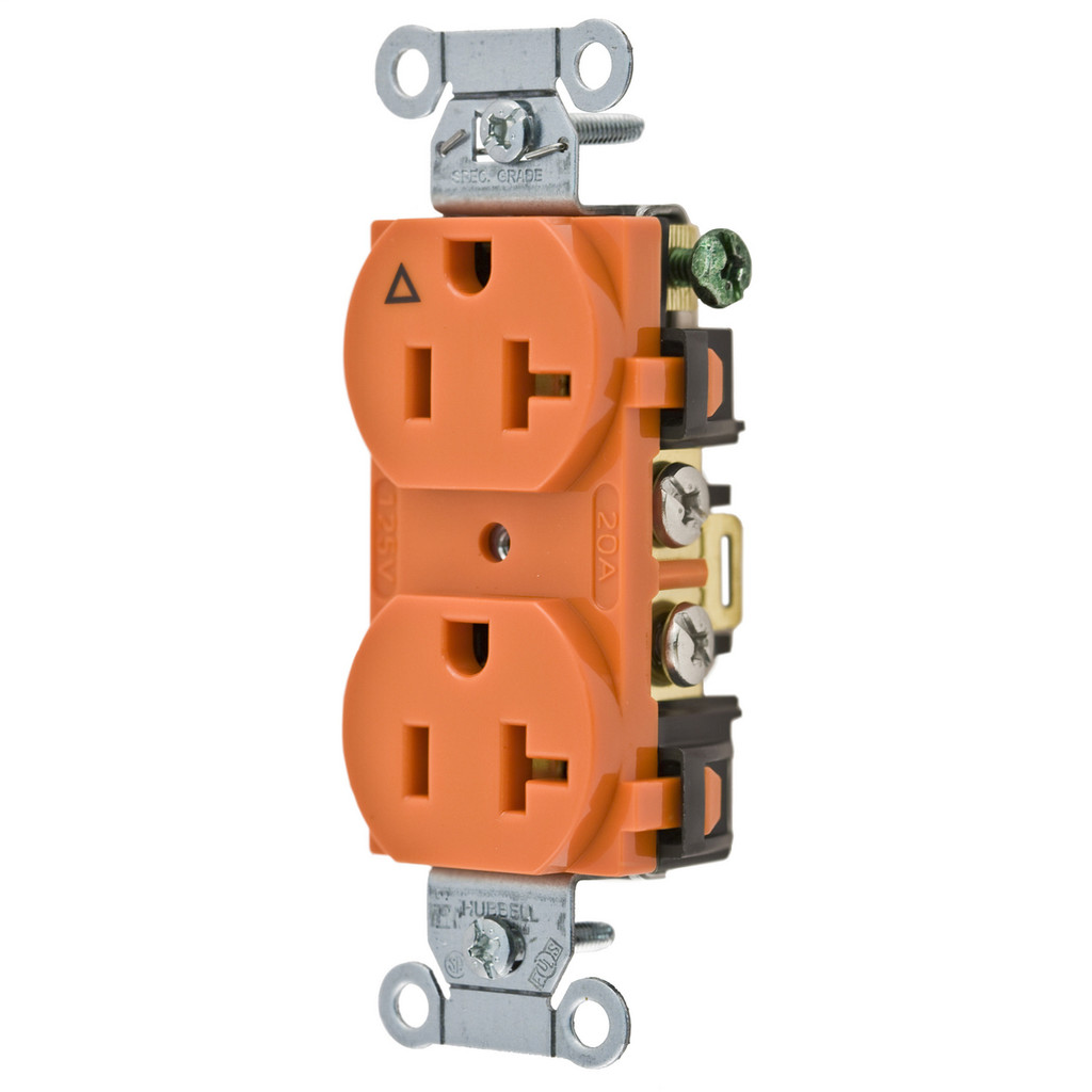 Hubbell 20A 125V 2-Pole 3-Wire NEMA 5-20R Isolated Ground Duplex Receptacle