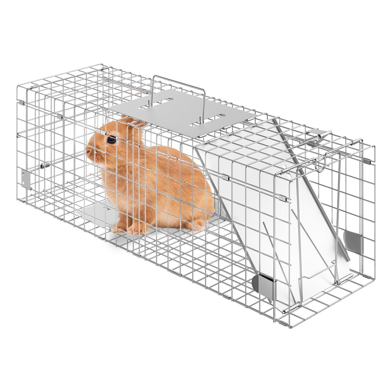 Live Animal Trap 24in, Galvanized Iron, Collapsible with Carry Handle